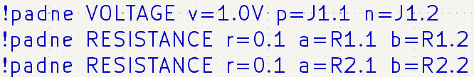 padne directives placed in a KiCad schematic